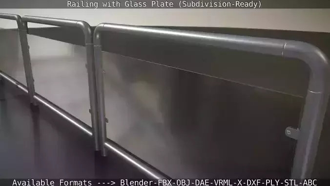 Railing with Glass Plate 3D model