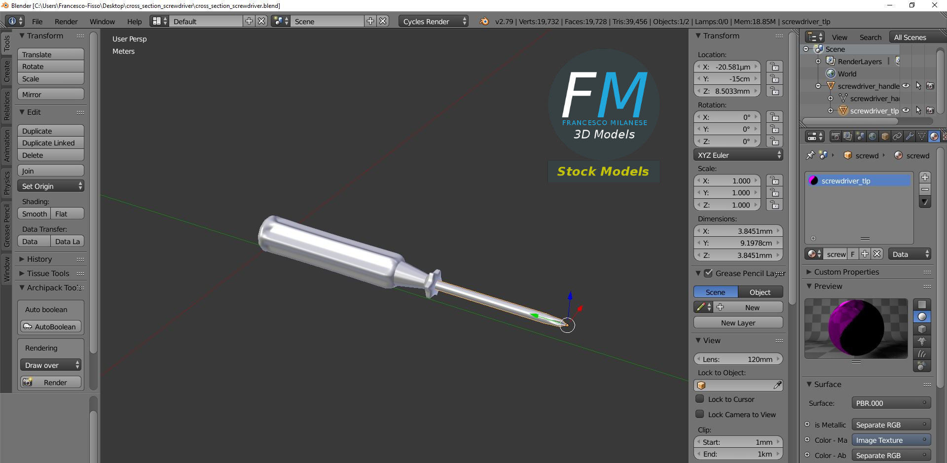 Cross section screwdriver 3D model_9
