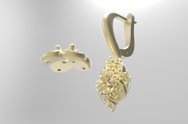 Ring with earrings  3D print model_3