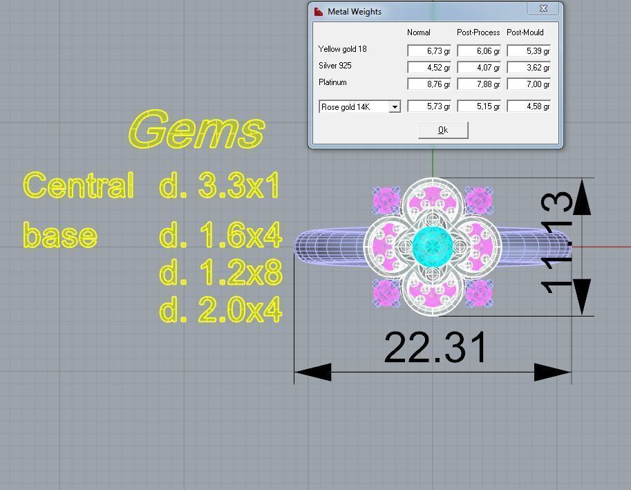 Ring with earrings  3D print model_7