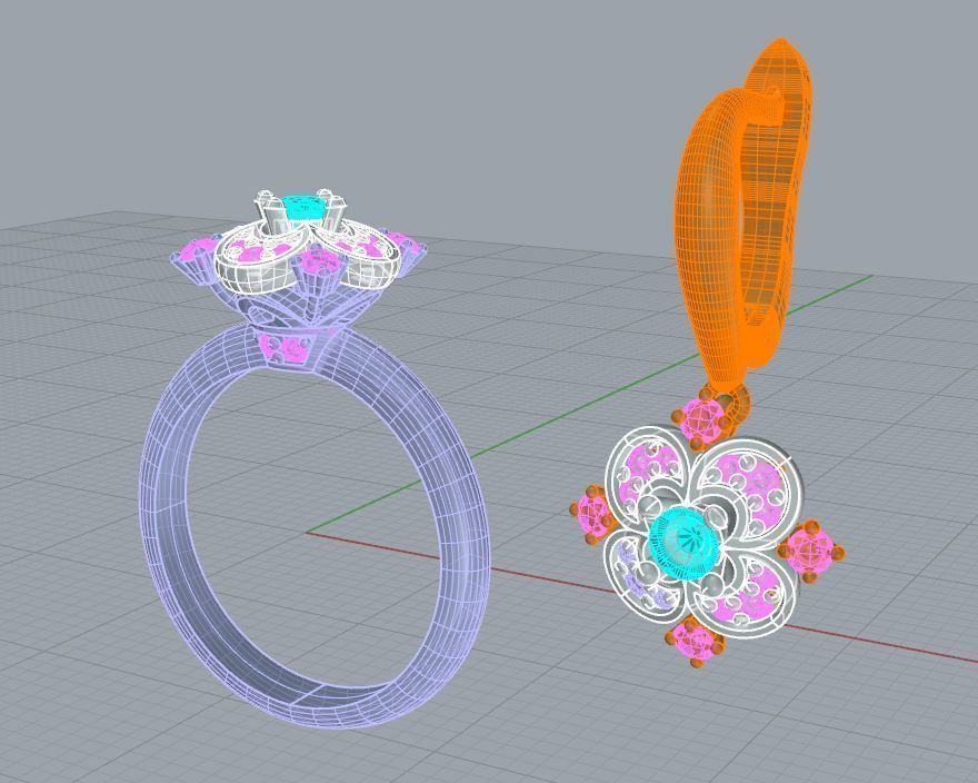 Ring with earrings  3D print model_6