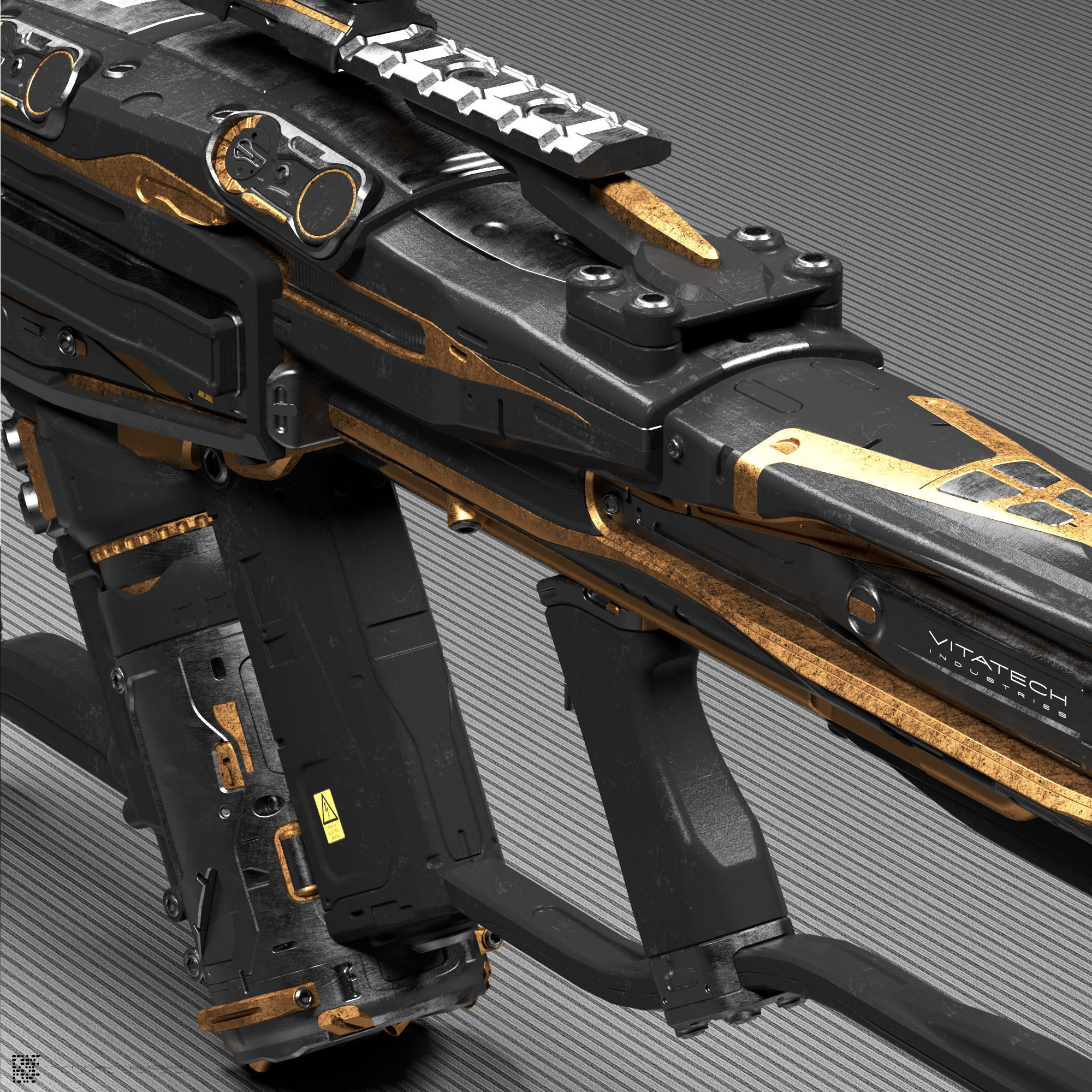 Sci fi laser rifle 3D model_6