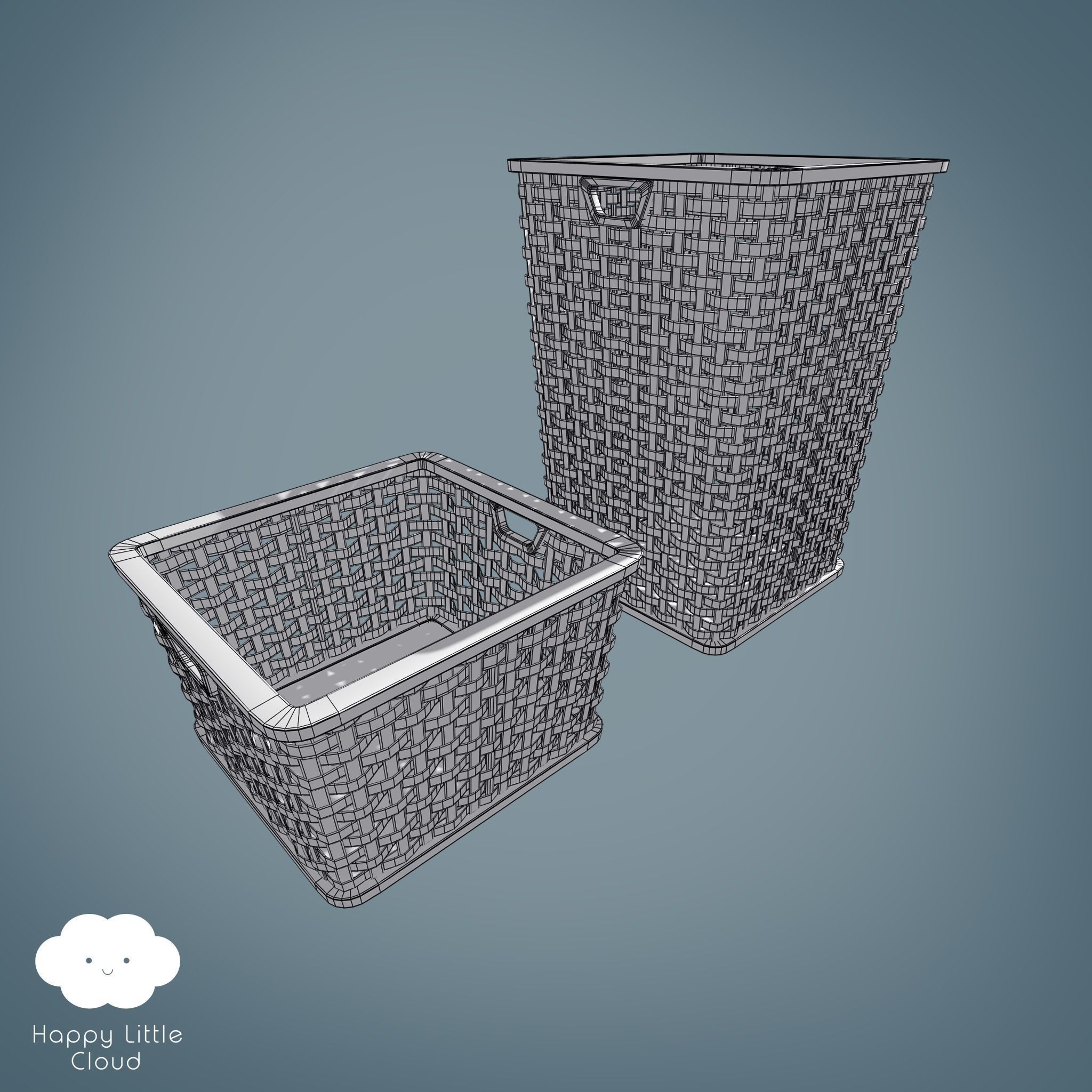 PBR Laundry Baskets 16 varieties 3D model_9