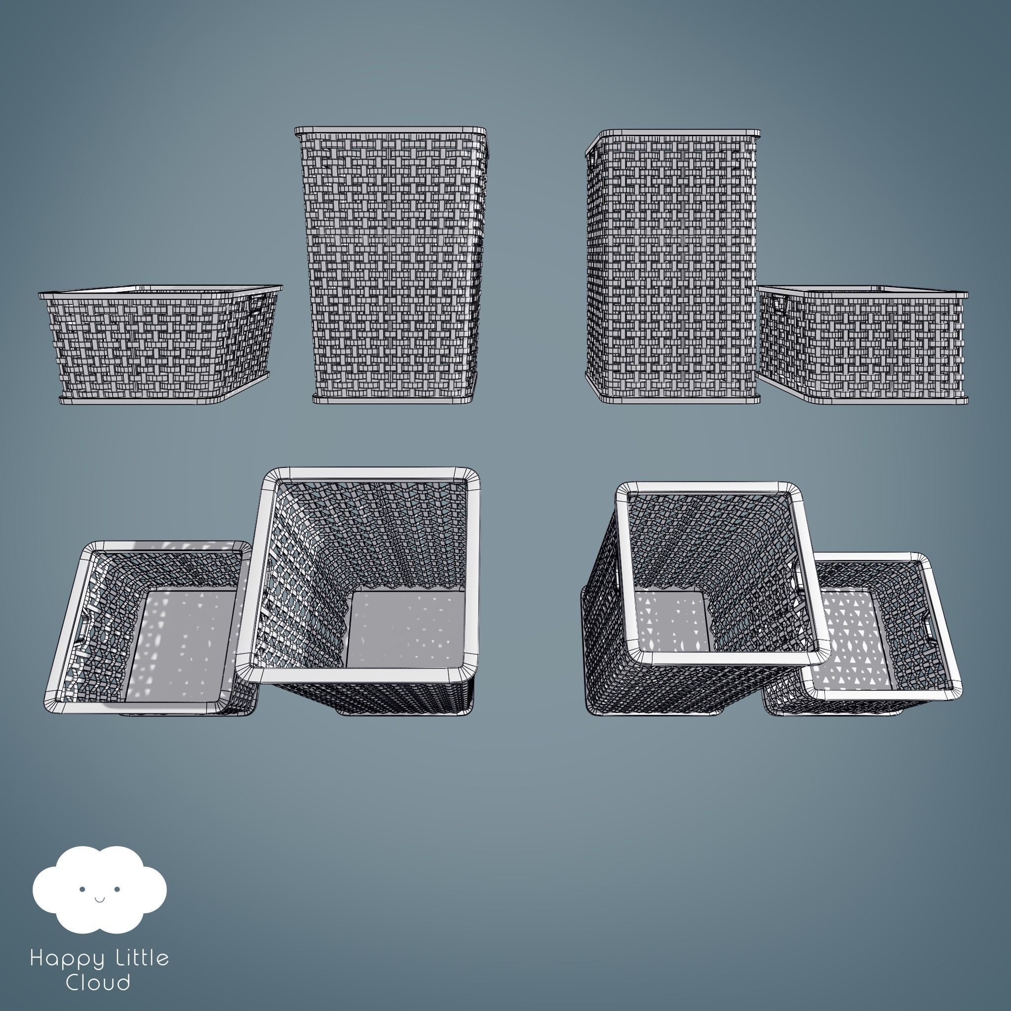 PBR Laundry Baskets 16 varieties 3D model_11