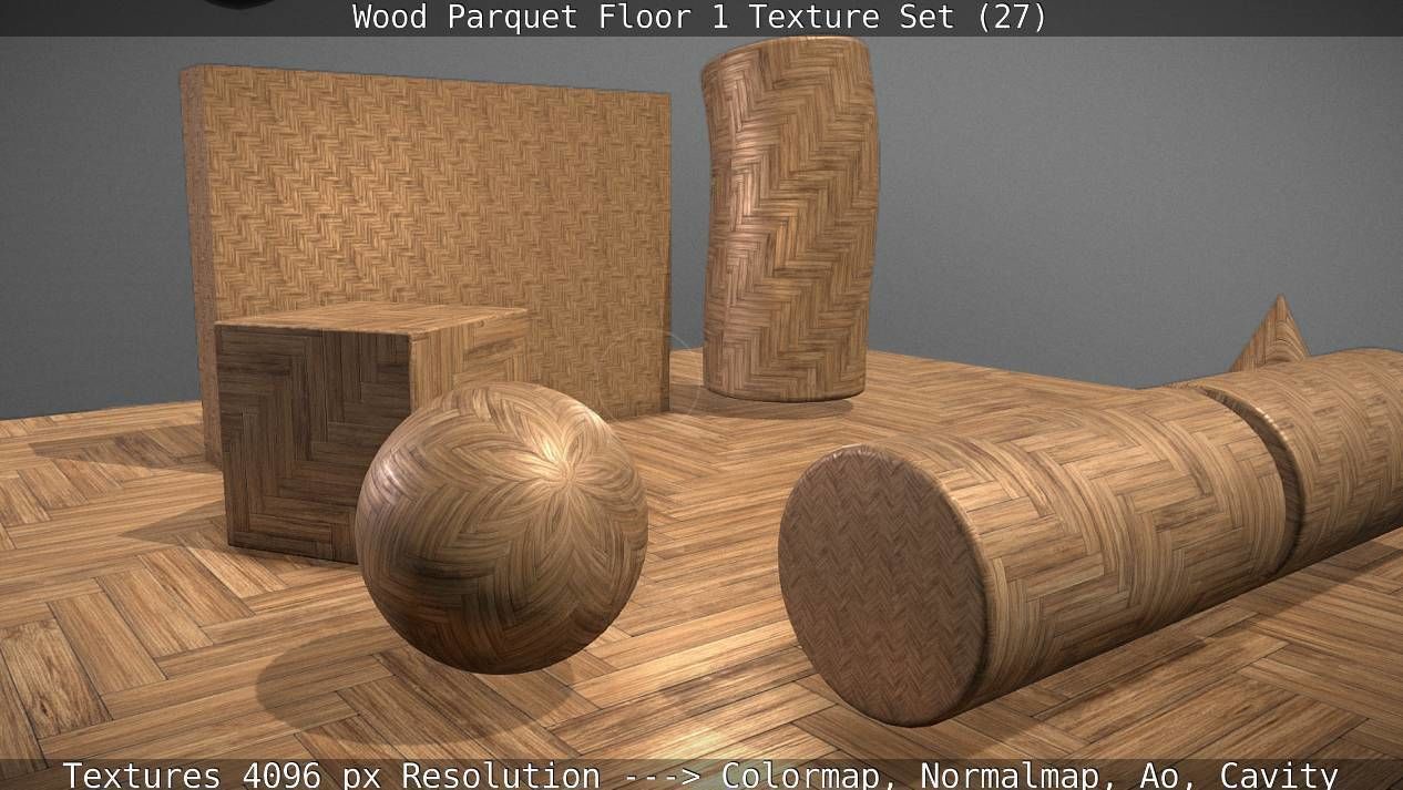 Wood Parquet Floor 1 Texture Set 27 Low-poly 3D model_39