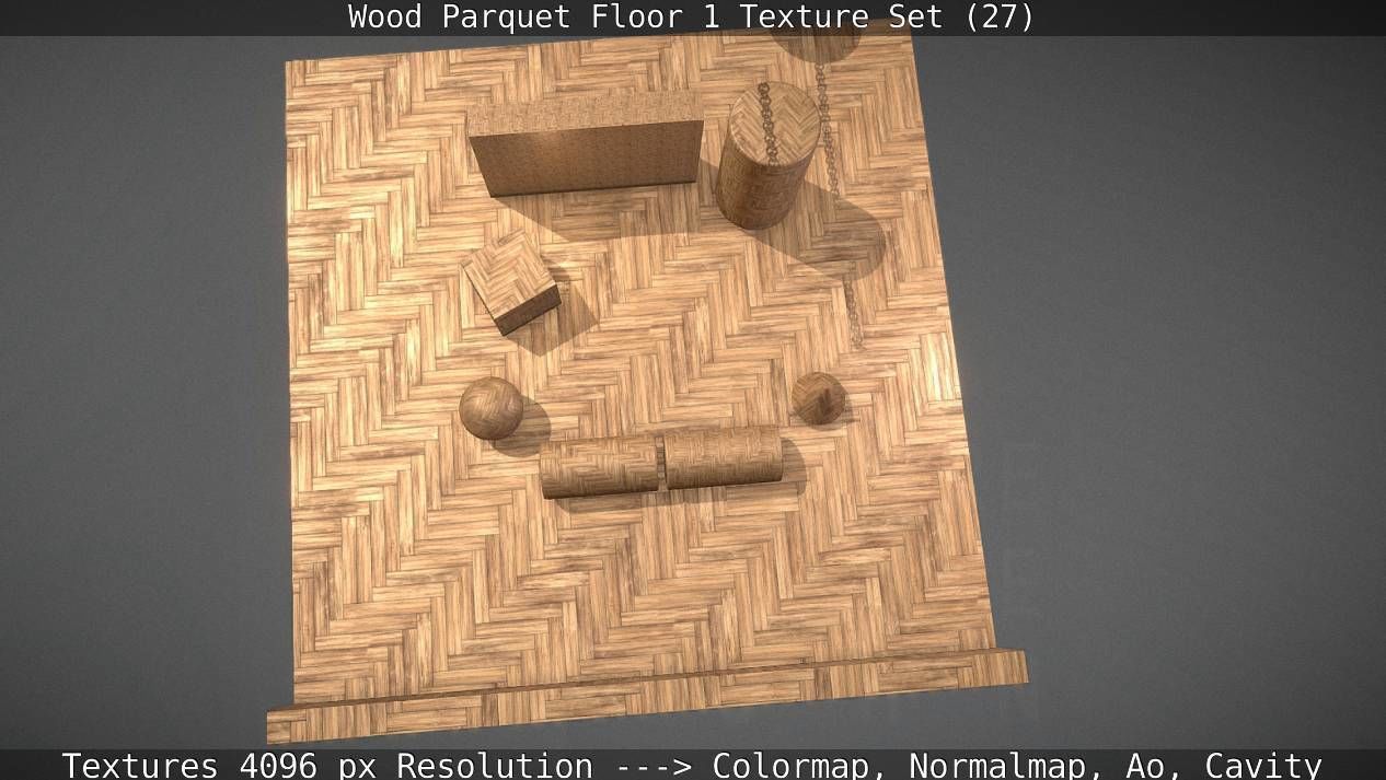 Wood Parquet Floor 1 Texture Set 27 Low-poly 3D model_97