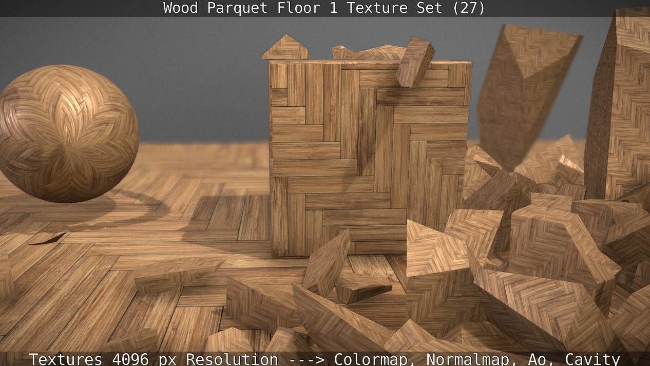 Wood Parquet Floor 1 Texture Set 27 Low-poly 3D model_26
