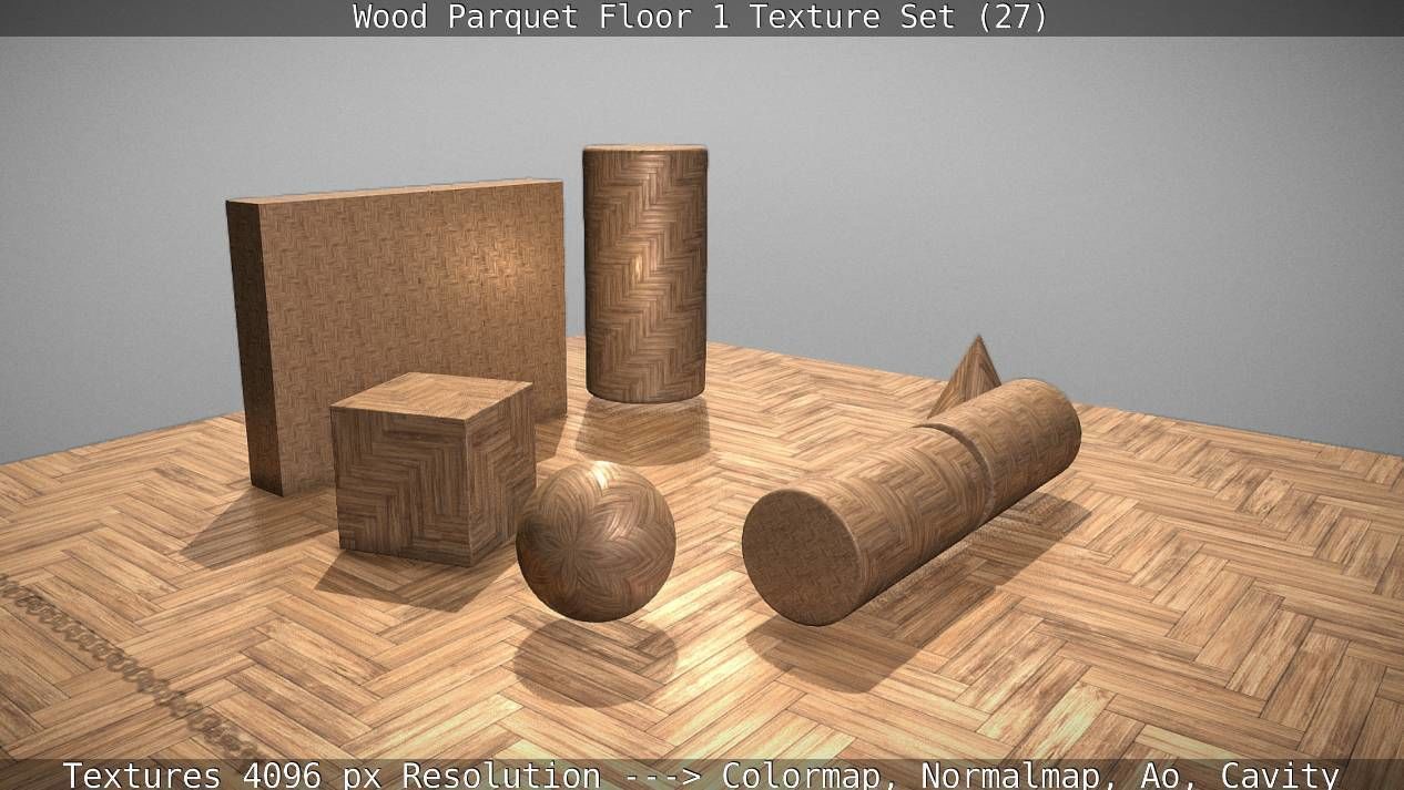 Wood Parquet Floor 1 Texture Set 27 Low-poly 3D model_56