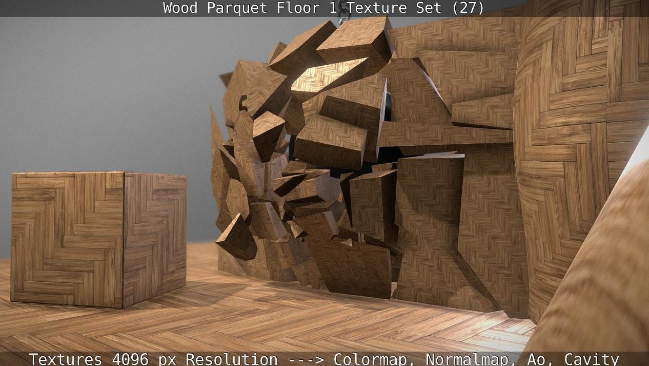 Wood Parquet Floor 1 Texture Set 27 Low-poly 3D model_45