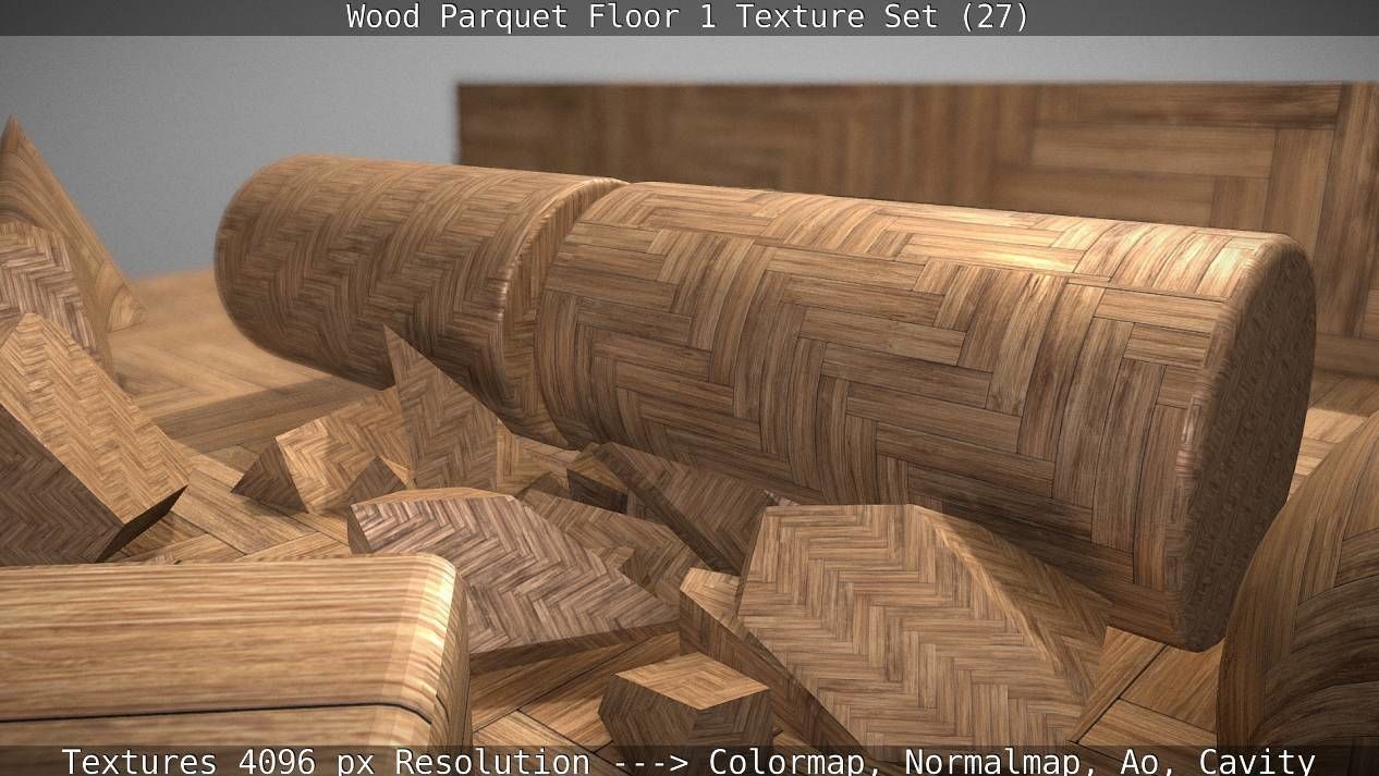 Wood Parquet Floor 1 Texture Set 27 Low-poly 3D model_35
