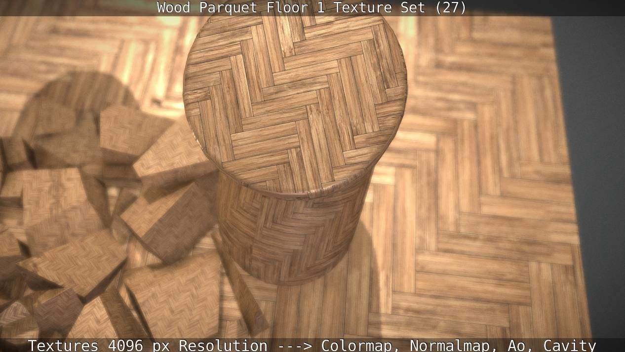 Wood Parquet Floor 1 Texture Set 27 Low-poly 3D model_83