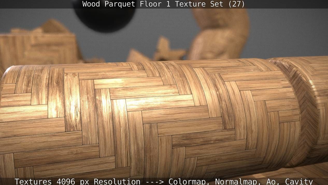 Wood Parquet Floor 1 Texture Set 27 Low-poly 3D model_38
