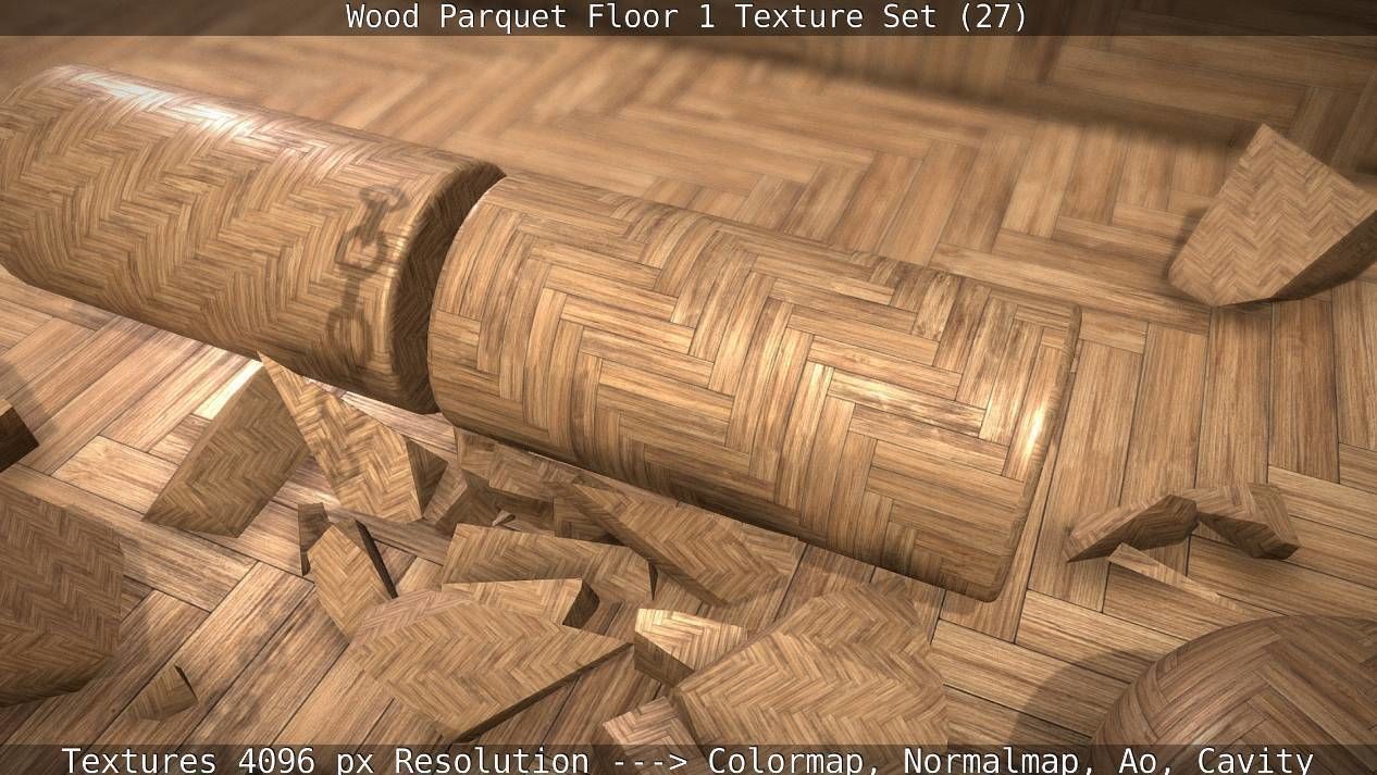 Wood Parquet Floor 1 Texture Set 27 Low-poly 3D model_15
