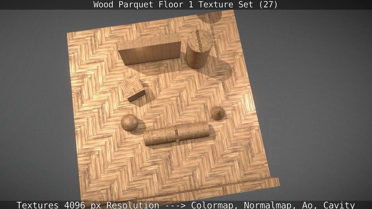 Wood Parquet Floor 1 Texture Set 27 Low-poly 3D model_88
