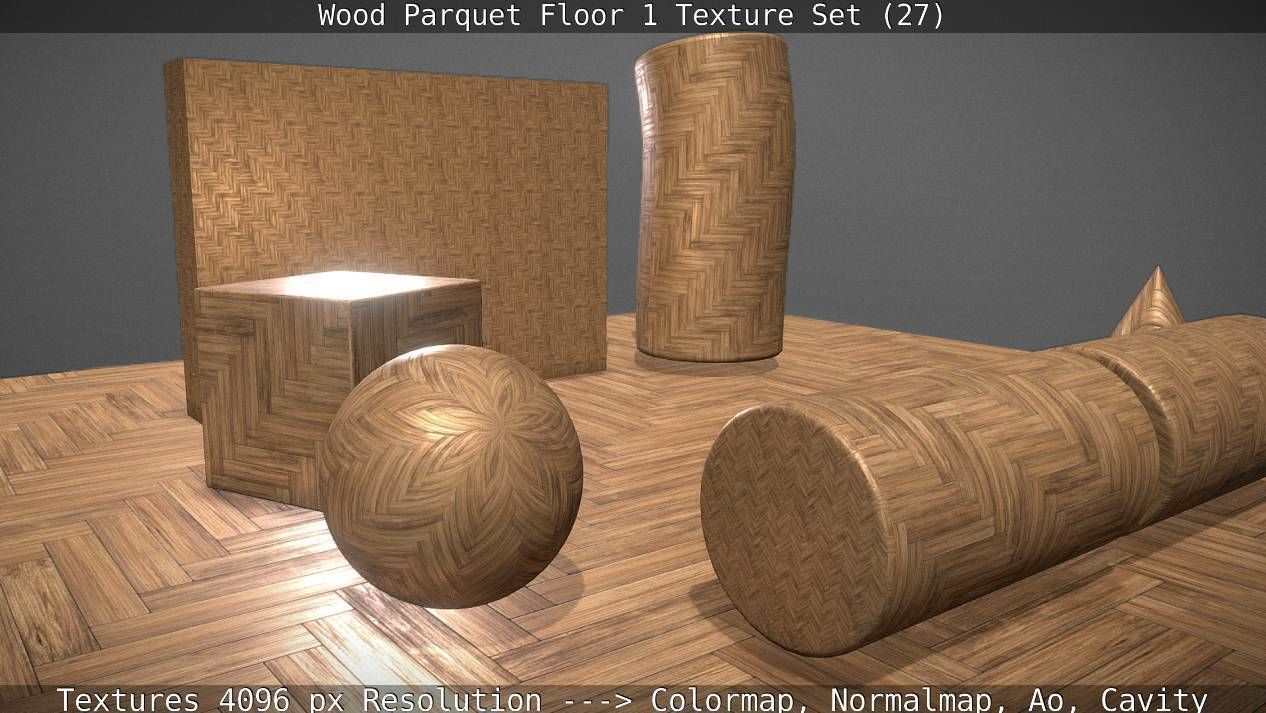 Wood Parquet Floor 1 Texture Set 27 Low-poly 3D model_42