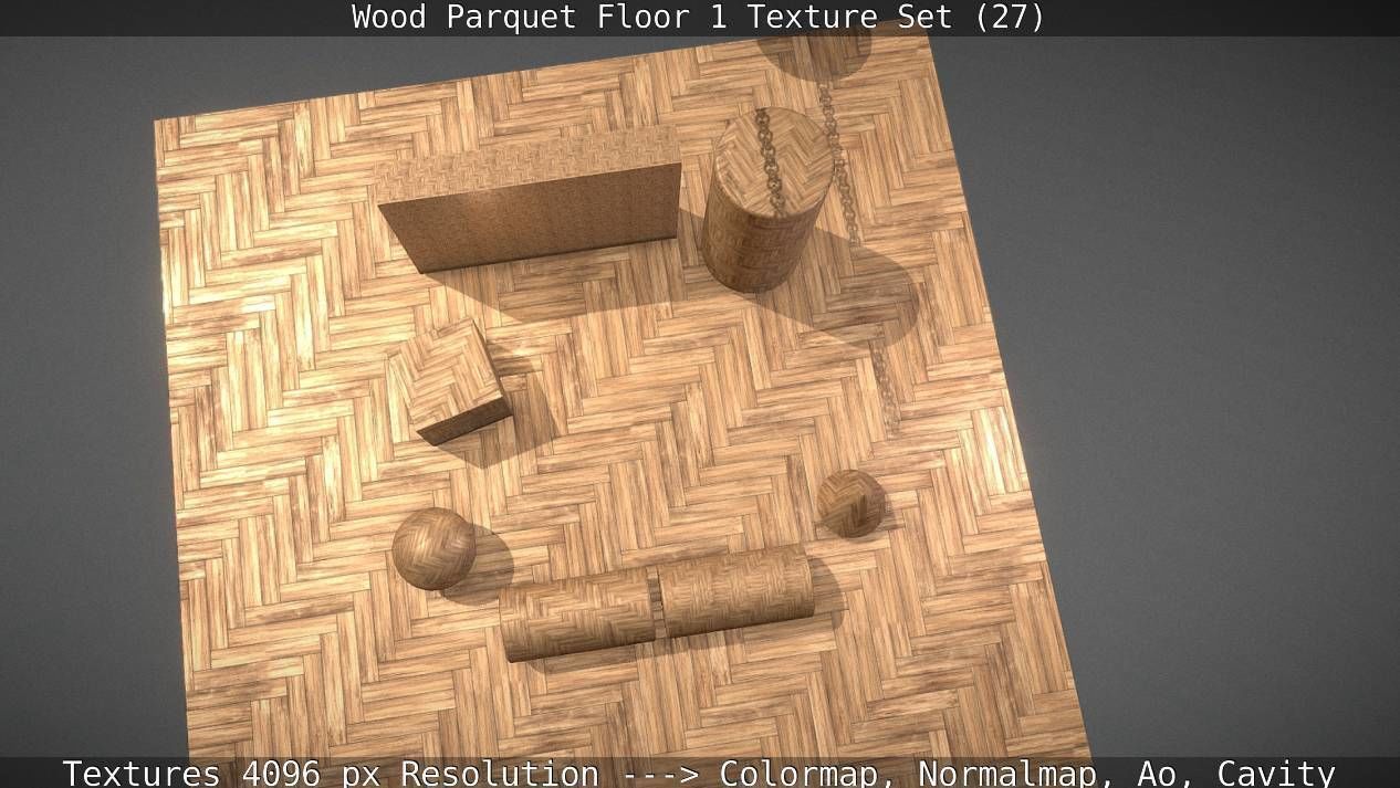 Wood Parquet Floor 1 Texture Set 27 Low-poly 3D model_50