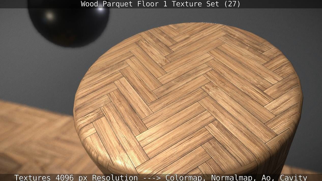 Wood Parquet Floor 1 Texture Set 27 Low-poly 3D model_31