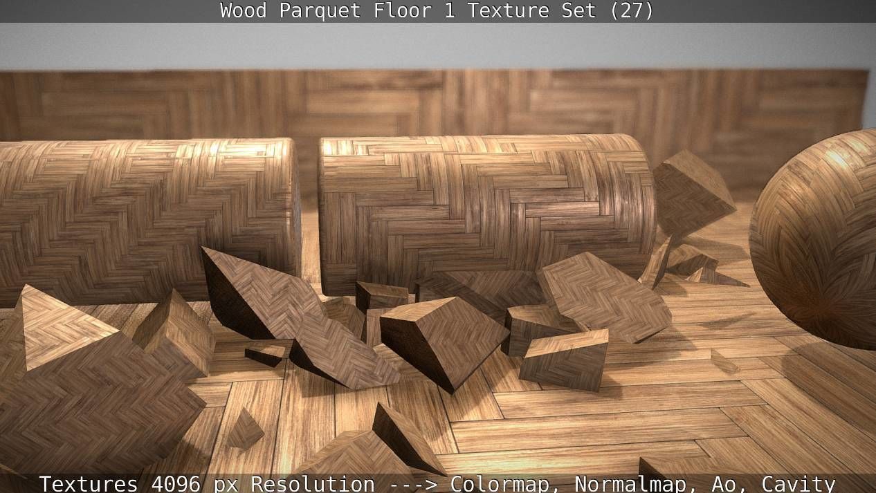 Wood Parquet Floor 1 Texture Set 27 Low-poly 3D model_95