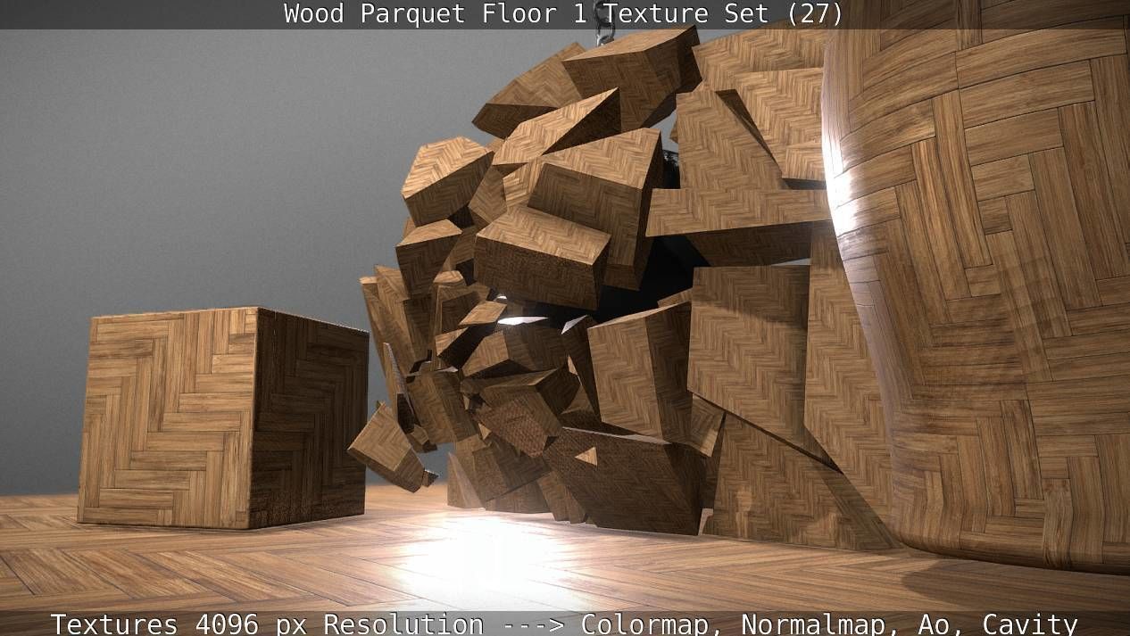 Wood Parquet Floor 1 Texture Set 27 Low-poly 3D model_43