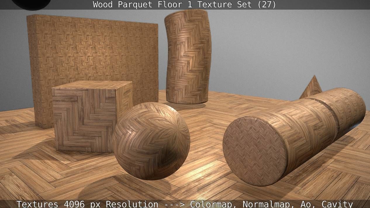 Wood Parquet Floor 1 Texture Set 27 Low-poly 3D model_33
