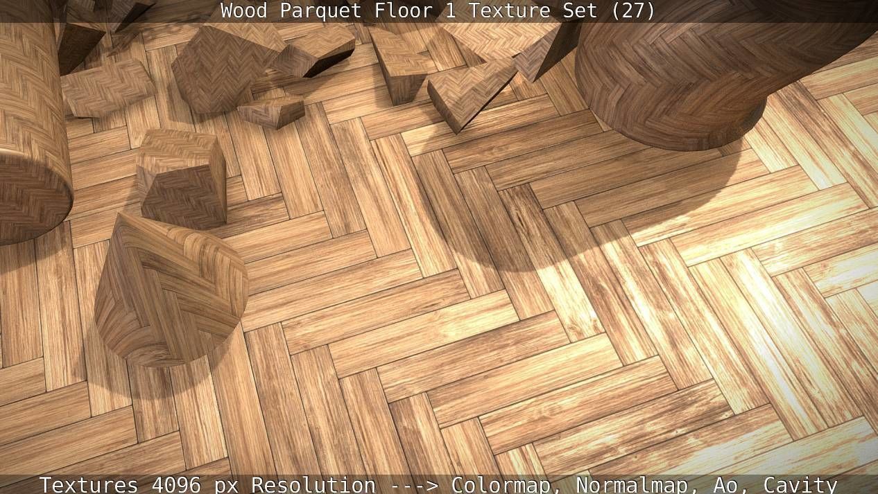 Wood Parquet Floor 1 Texture Set 27 Low-poly 3D model_11