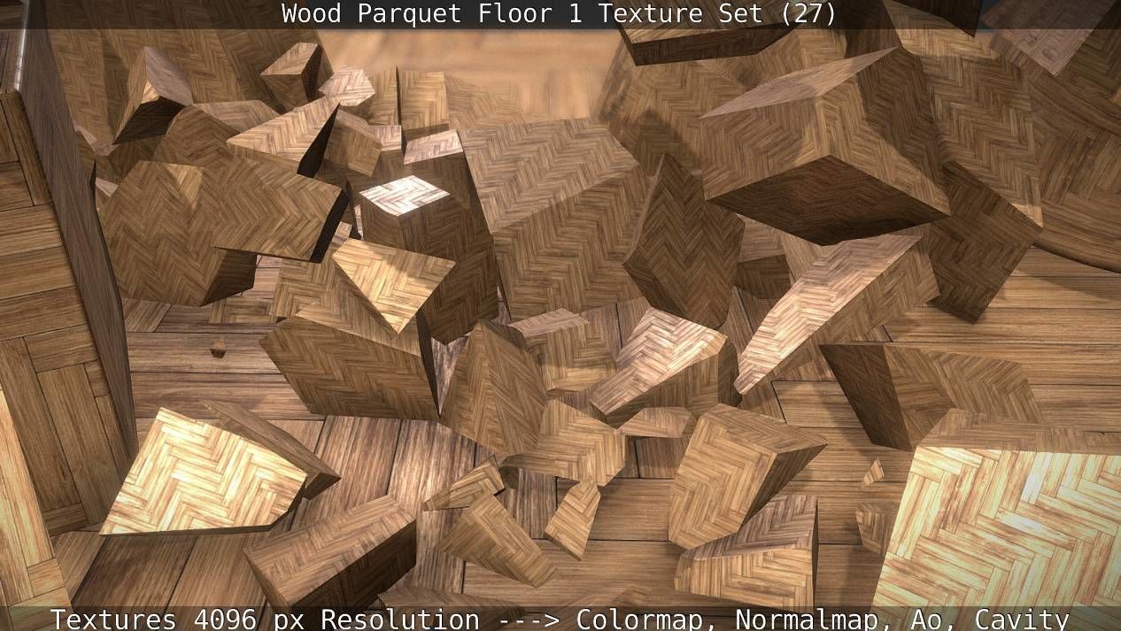 Wood Parquet Floor 1 Texture Set 27 Low-poly 3D model_20