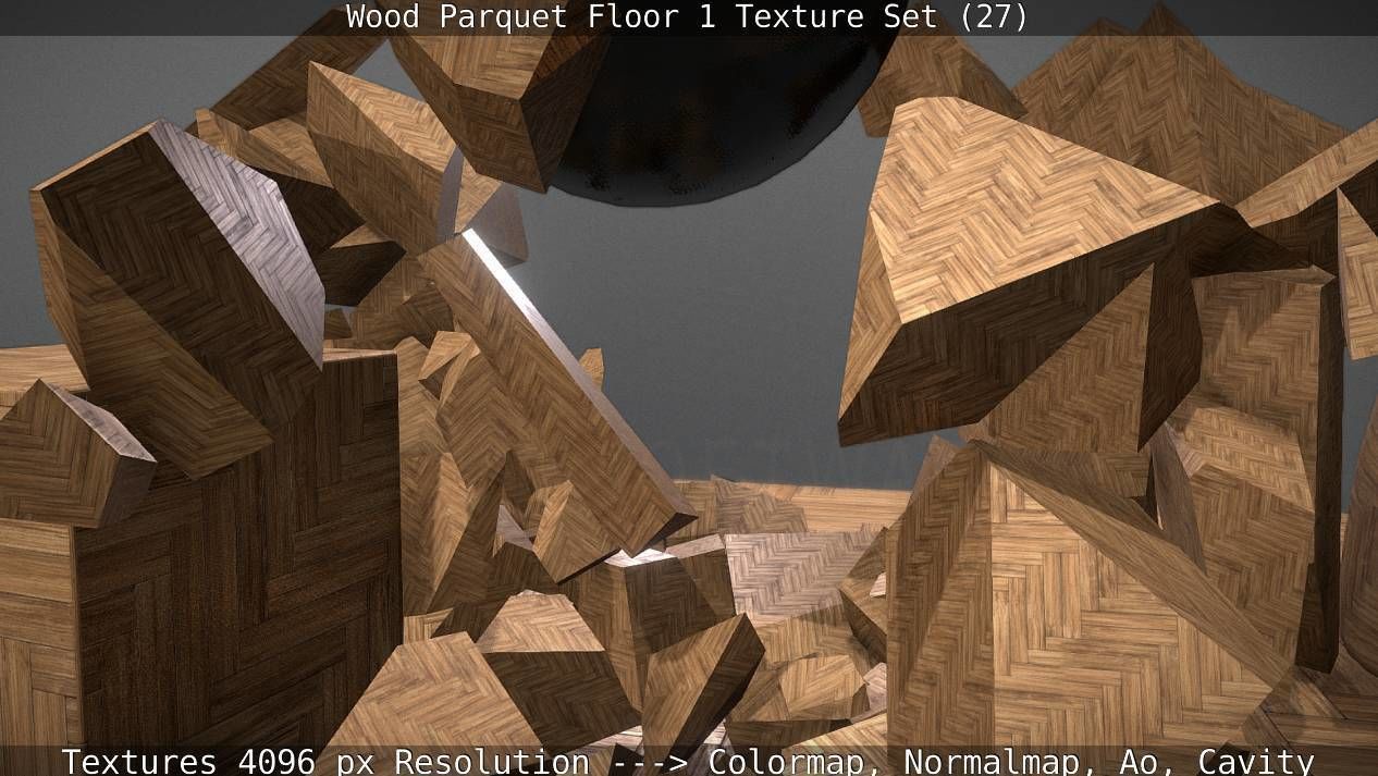 Wood Parquet Floor 1 Texture Set 27 Low-poly 3D model_24