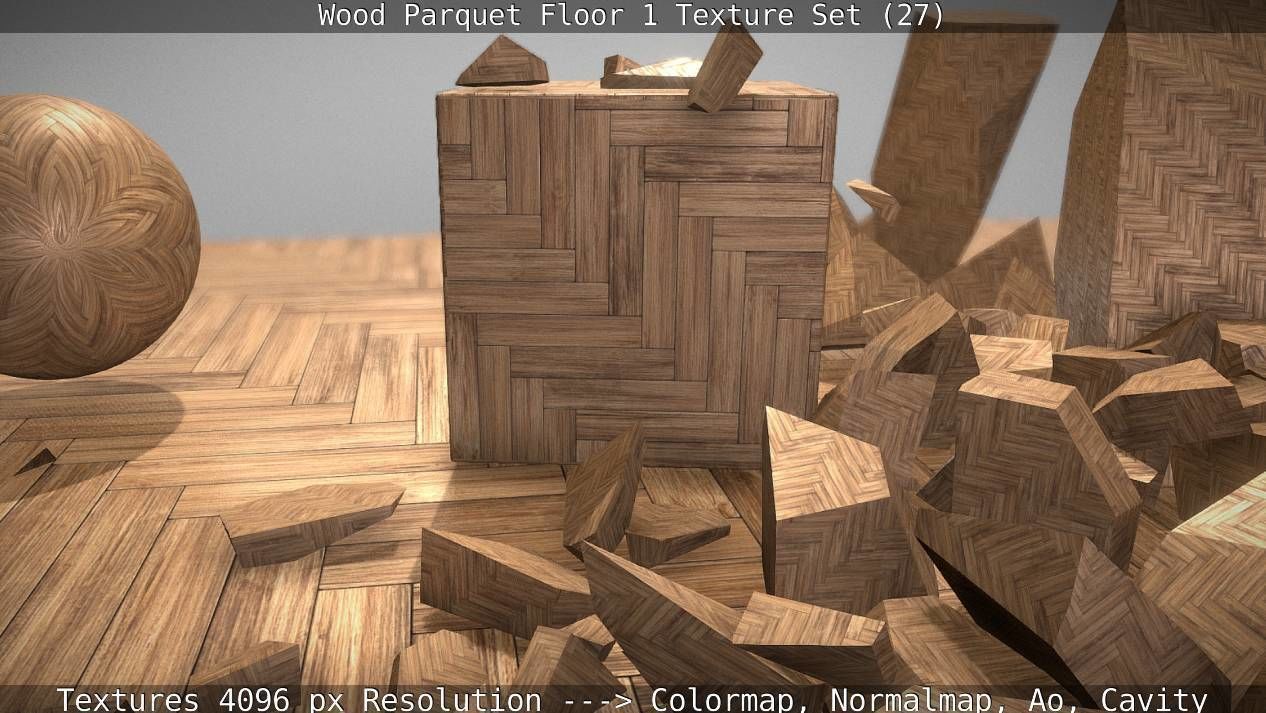 Wood Parquet Floor 1 Texture Set 27 Low-poly 3D model_18