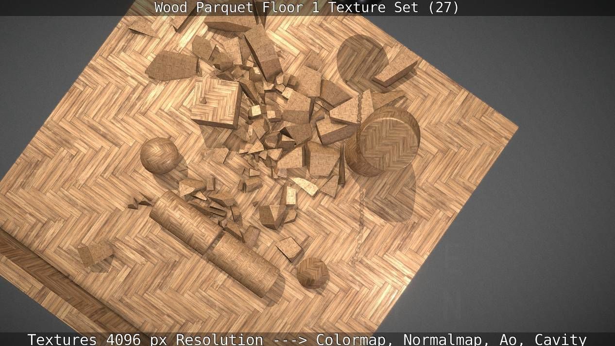 Wood Parquet Floor 1 Texture Set 27 Low-poly 3D model_17