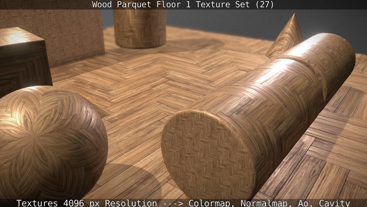 Wood Parquet Floor 1 Texture Set 27 Low-poly 3D model_34