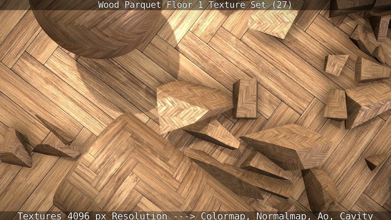 Wood Parquet Floor 1 Texture Set 27 Low-poly 3D model_9