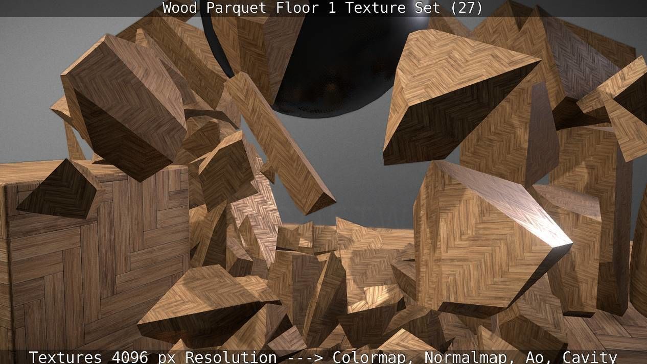 Wood Parquet Floor 1 Texture Set 27 Low-poly 3D model_23