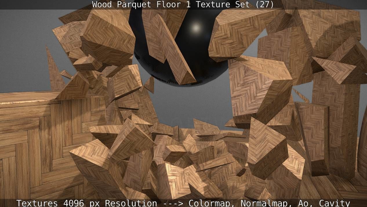 Wood Parquet Floor 1 Texture Set 27 Low-poly 3D model_53