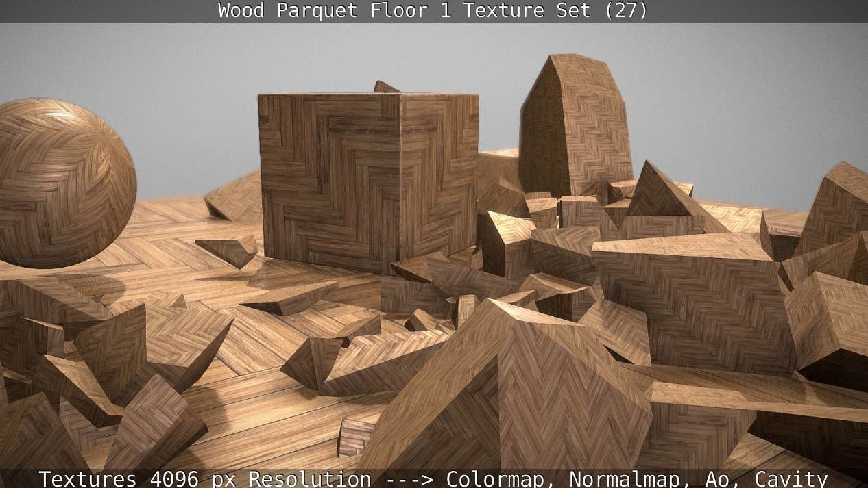 Wood Parquet Floor 1 Texture Set 27 Low-poly 3D model_41