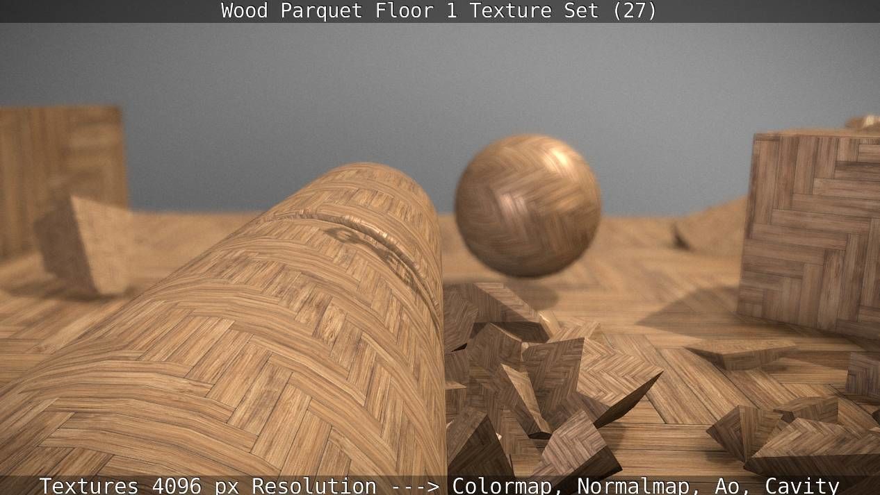 Wood Parquet Floor 1 Texture Set 27 Low-poly 3D model_93