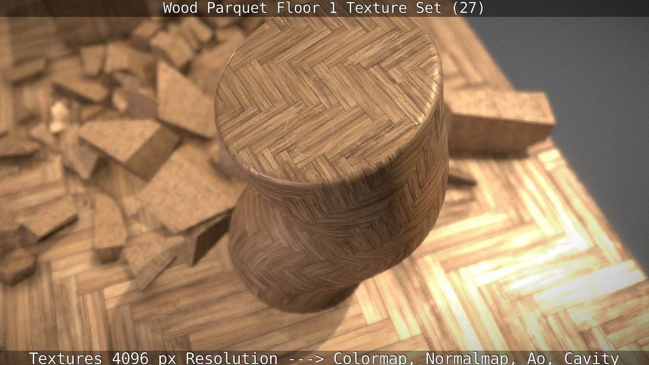 Wood Parquet Floor 1 Texture Set 27 Low-poly 3D model_86