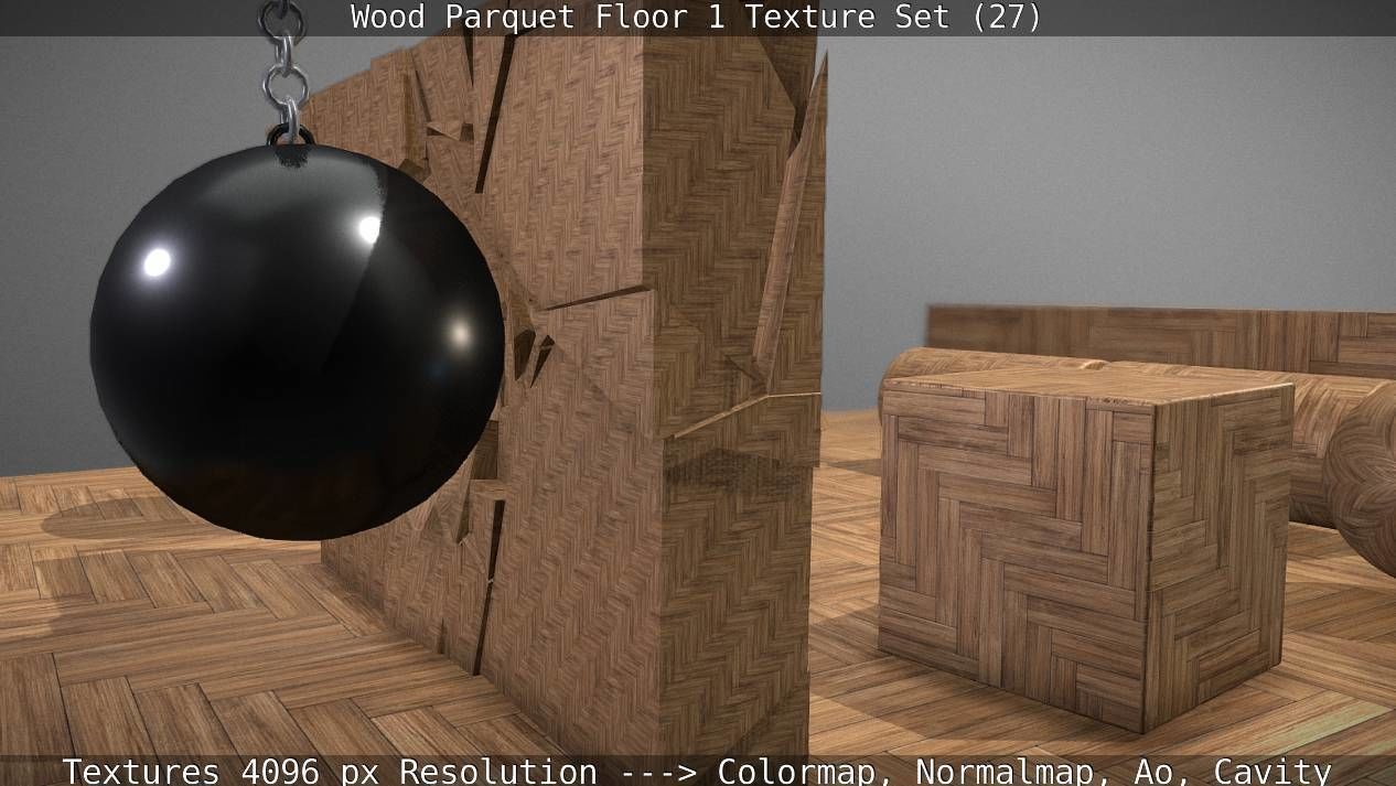 Wood Parquet Floor 1 Texture Set 27 Low-poly 3D model_89