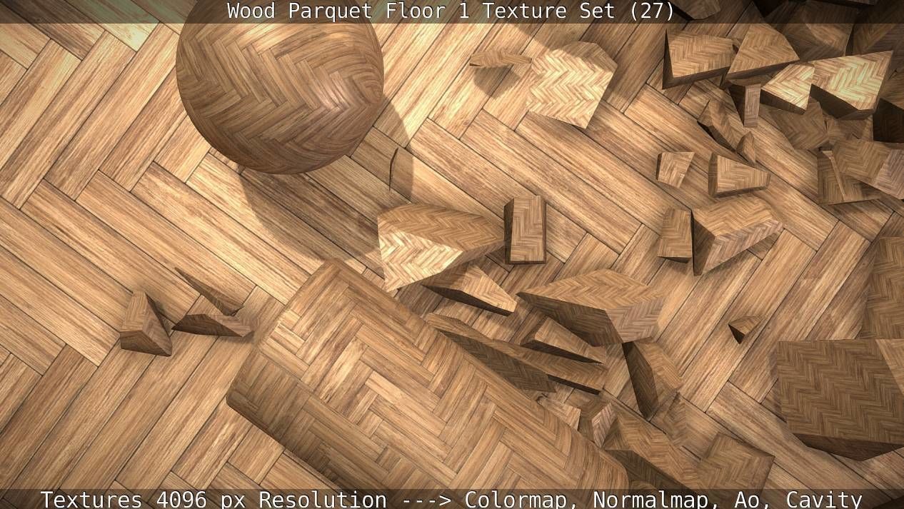 Wood Parquet Floor 1 Texture Set 27 Low-poly 3D model_10