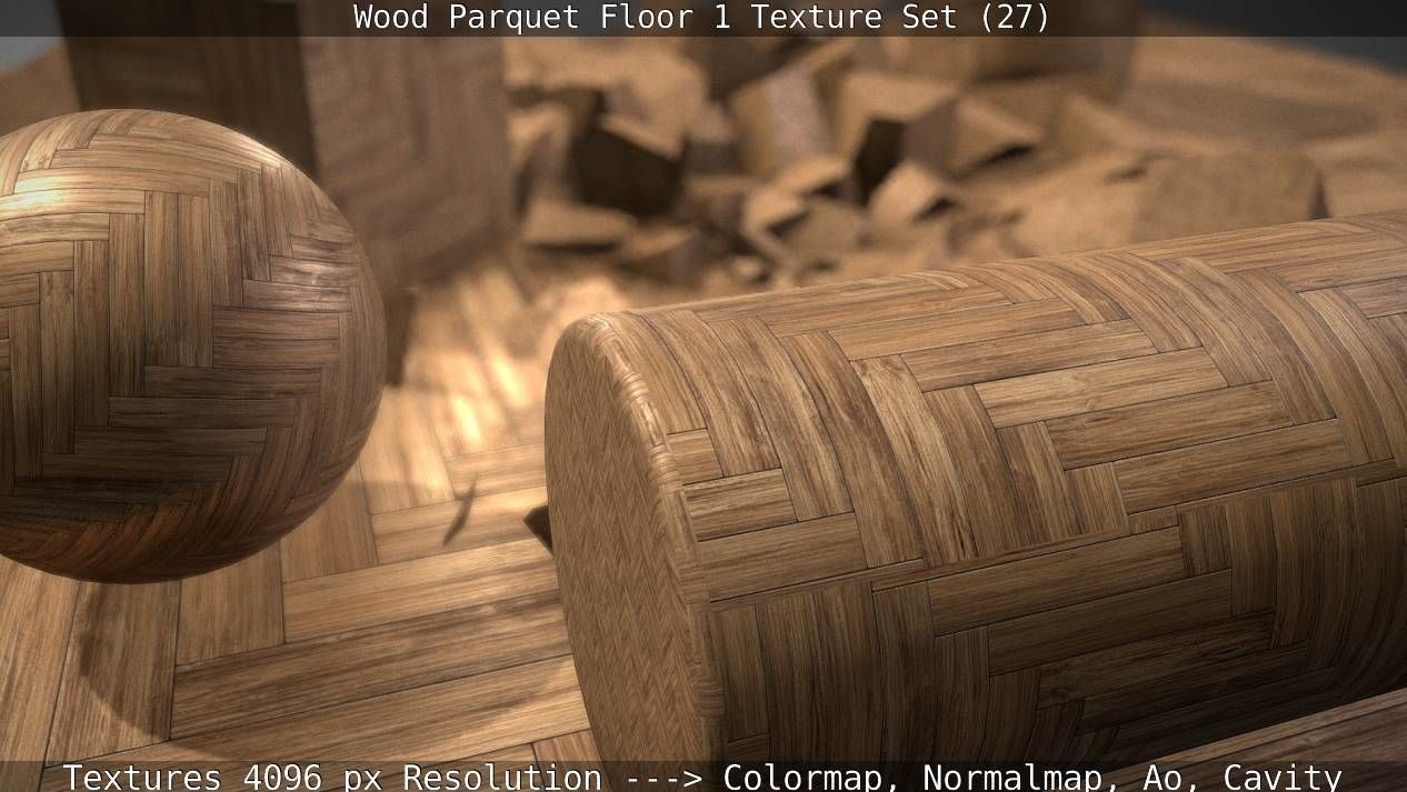 Wood Parquet Floor 1 Texture Set 27 Low-poly 3D model_70