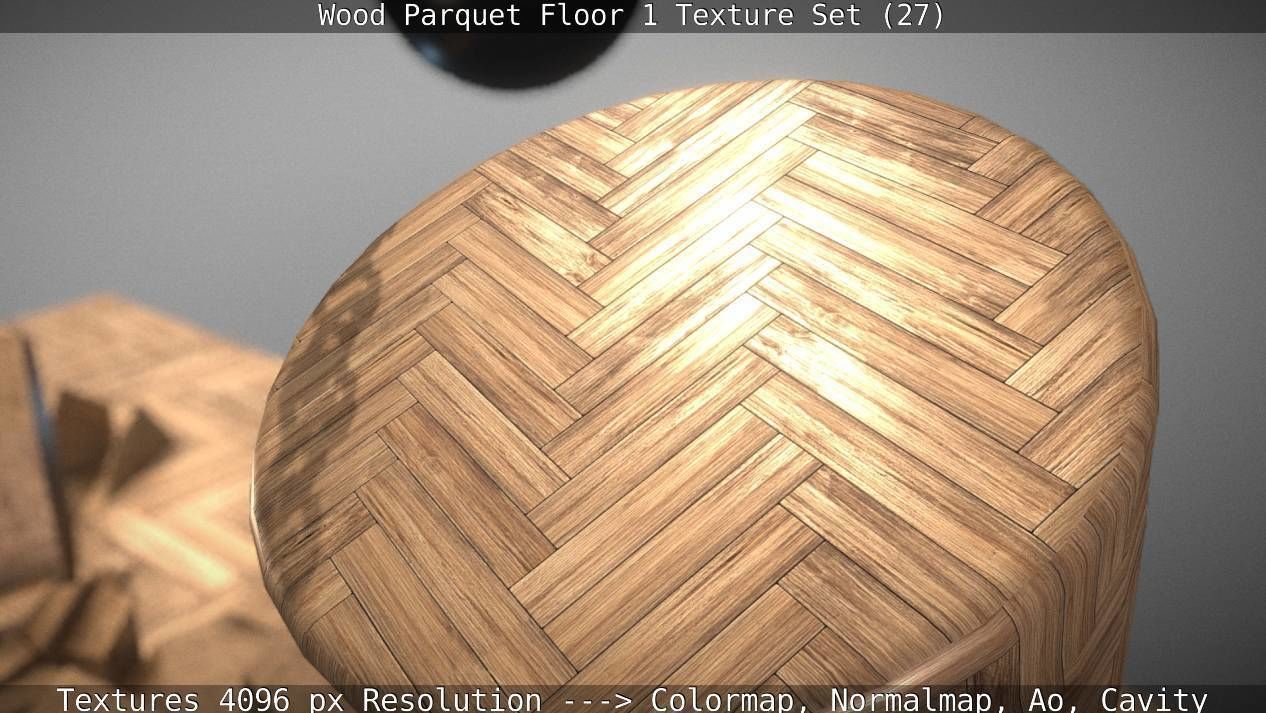 Wood Parquet Floor 1 Texture Set 27 Low-poly 3D model_36