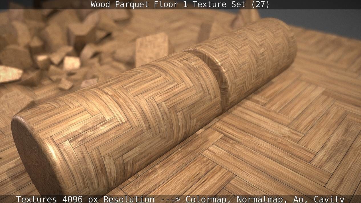 Wood Parquet Floor 1 Texture Set 27 Low-poly 3D model_19
