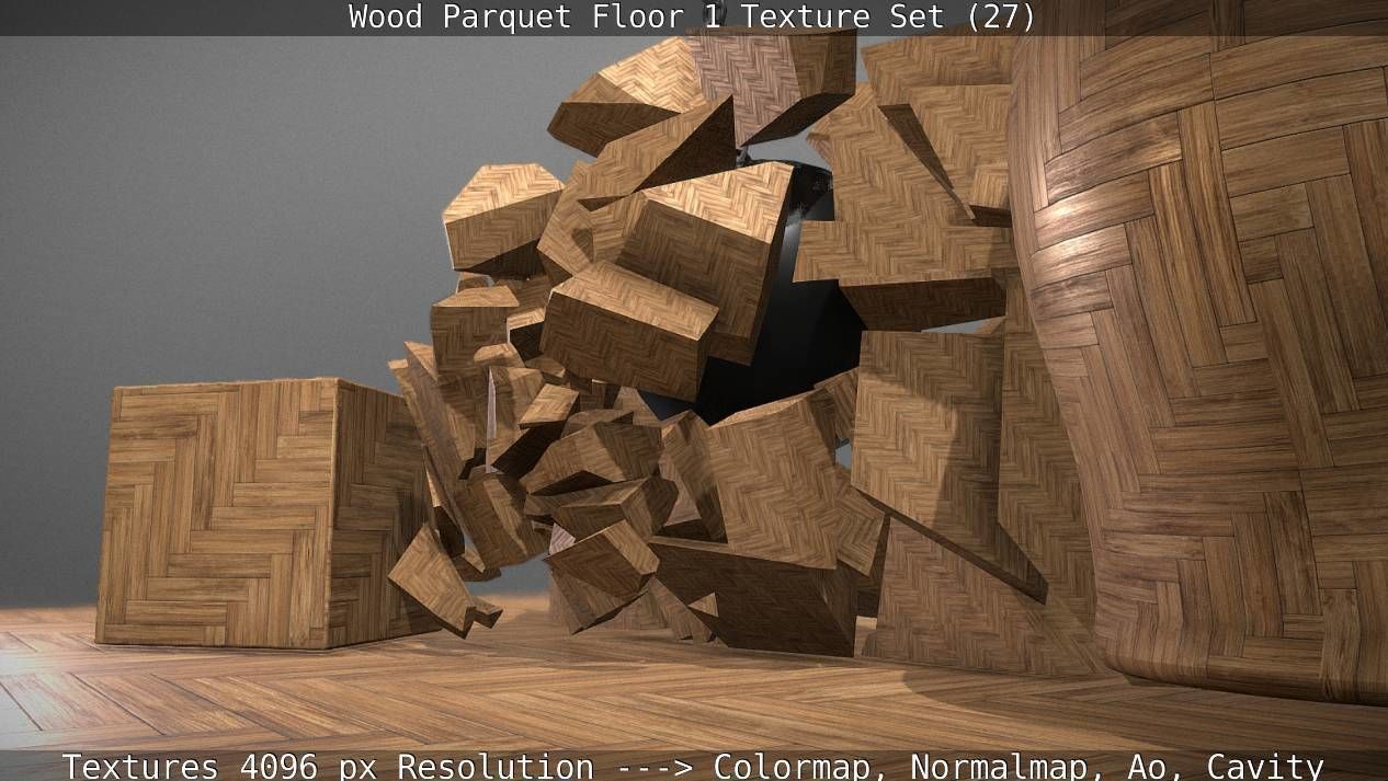 Wood Parquet Floor 1 Texture Set 27 Low-poly 3D model_32