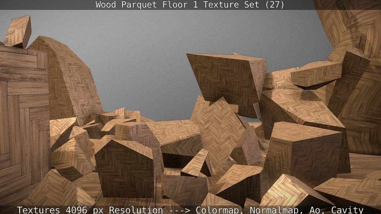 Wood Parquet Floor 1 Texture Set 27 Low-poly 3D model_55