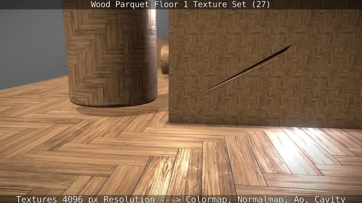 Wood Parquet Floor 1 Texture Set 27 Low-poly 3D model_40