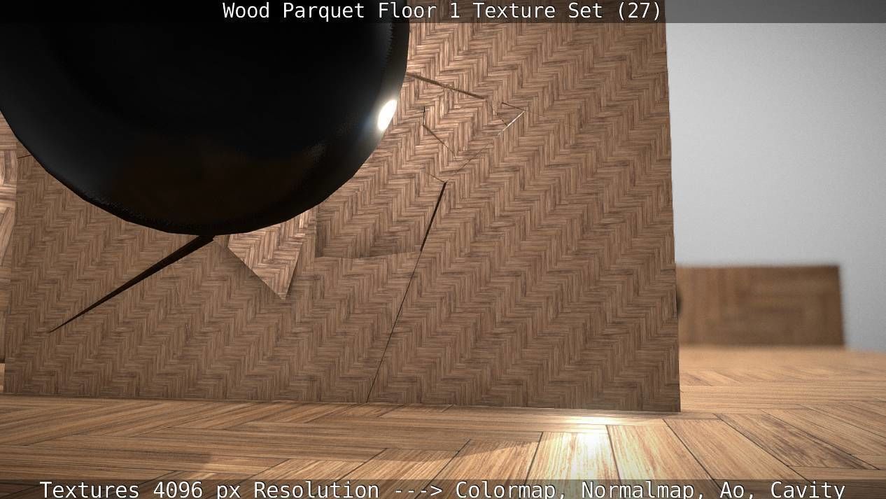 Wood Parquet Floor 1 Texture Set 27 Low-poly 3D model_90
