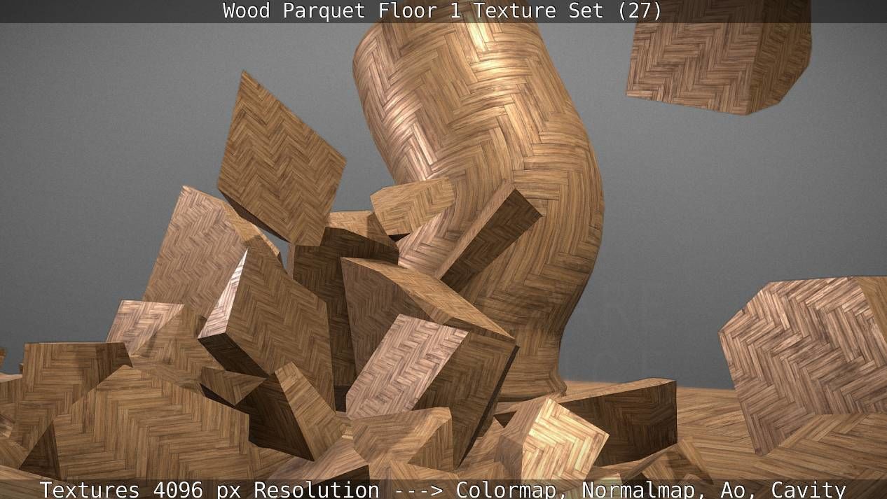 Wood Parquet Floor 1 Texture Set 27 Low-poly 3D model_58
