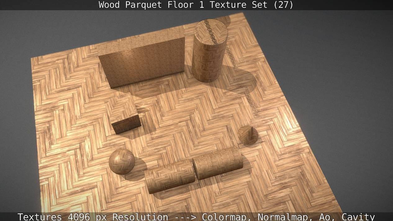 Wood Parquet Floor 1 Texture Set 27 Low-poly 3D model_46