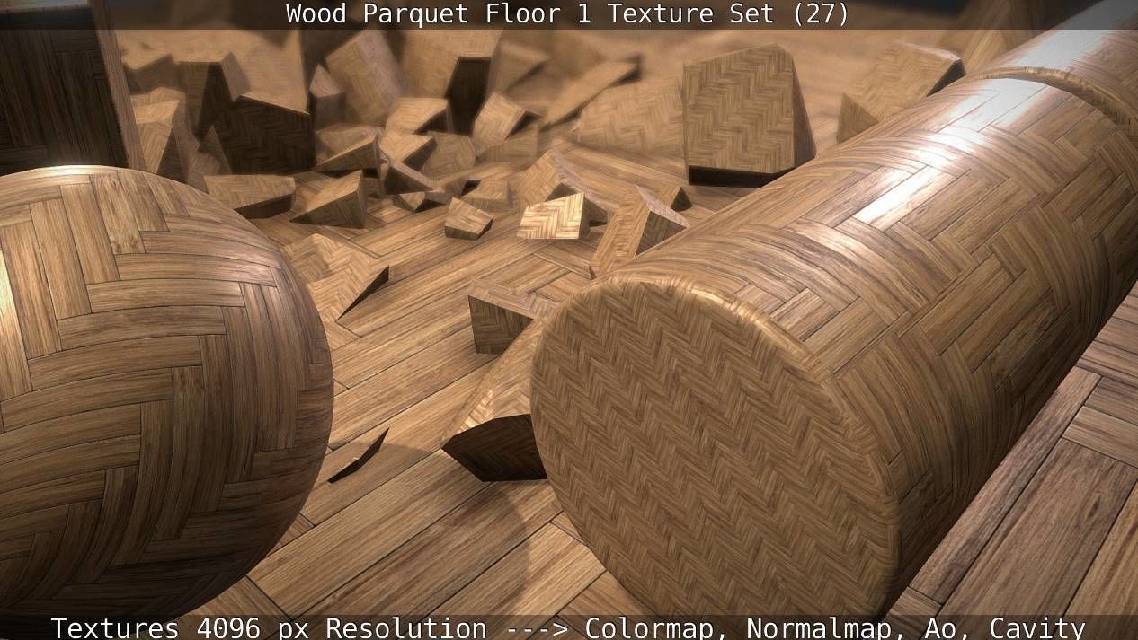 Wood Parquet Floor 1 Texture Set 27 Low-poly 3D model_16
