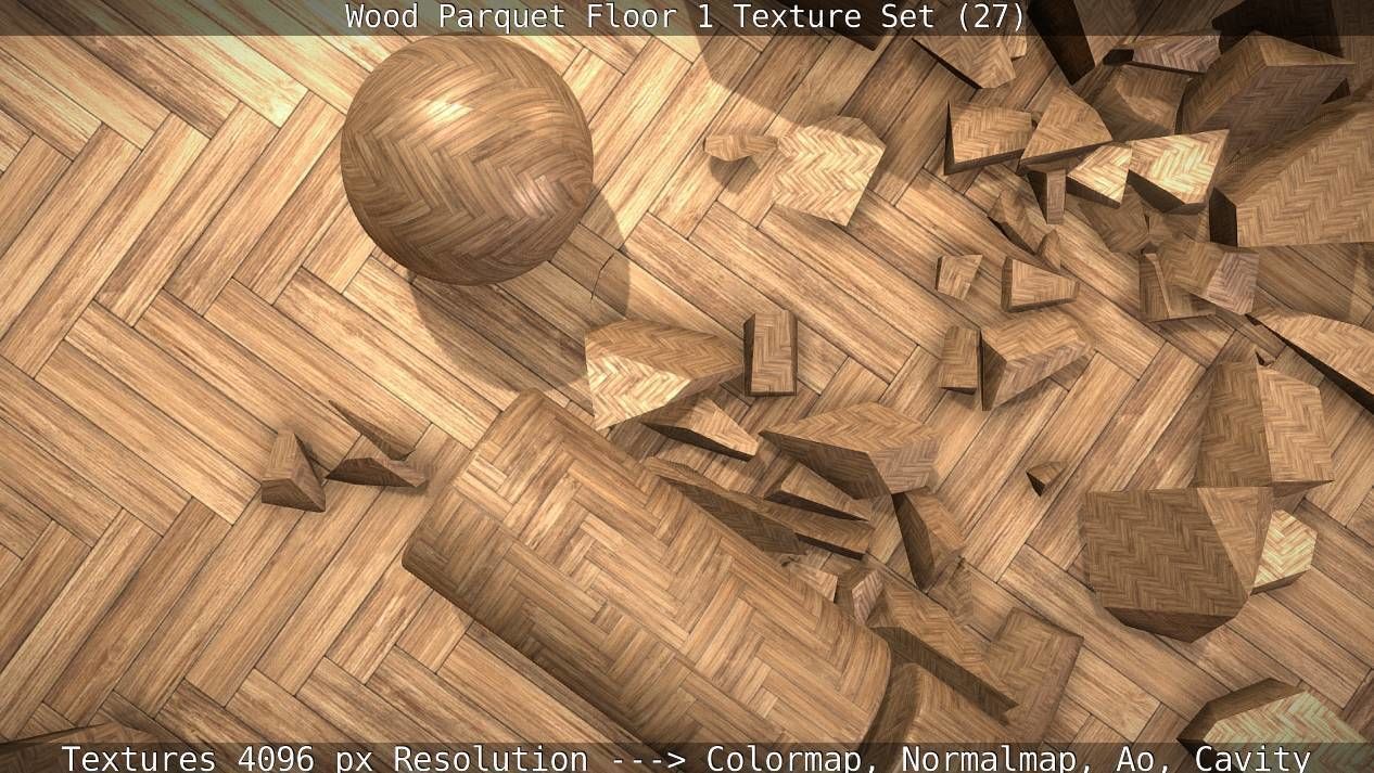 Wood Parquet Floor 1 Texture Set 27 Low-poly 3D model_8