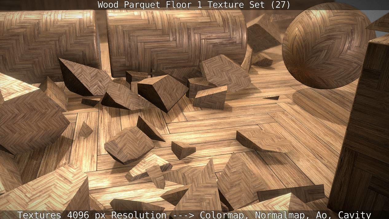Wood Parquet Floor 1 Texture Set 27 Low-poly 3D model_14
